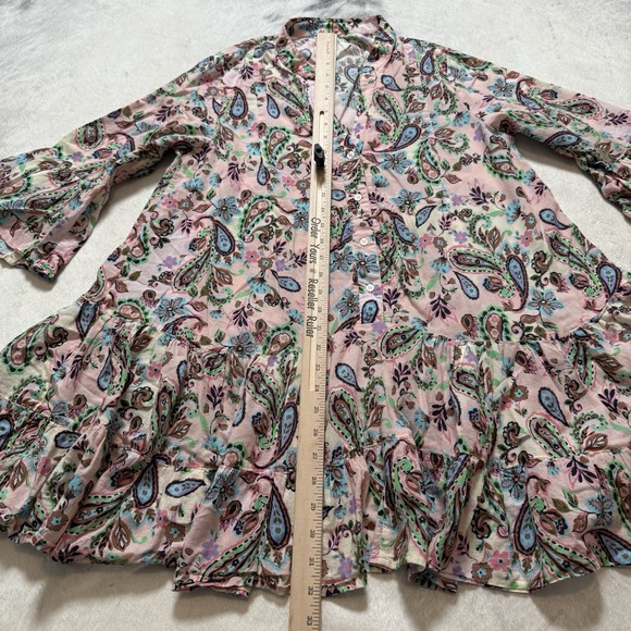 Goldenpoint Blouse Womens Size 8‎ Pink Multicolored Paisley Kimono 3/4 Sleeve - Picture 3 of 11
